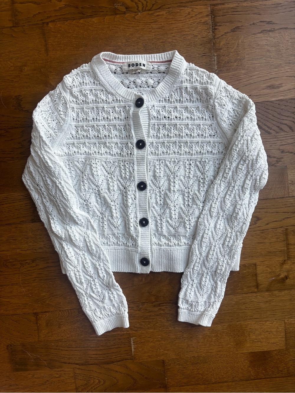 Boden Cream Knit Button-Front Women's Cardigan Sweater